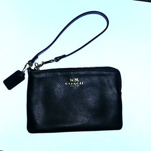 Coach Black Leather Wristlet